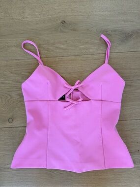 Zara Pink bow cut out Tie-Front Spaghetti Strap Camisole